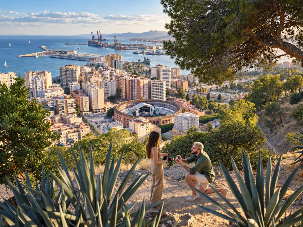 marrriage proposal gibralfaro malaga